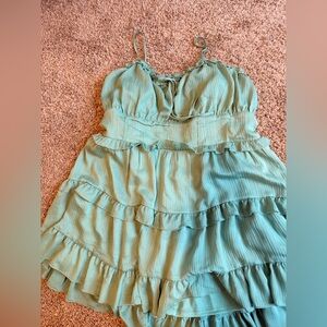 wild fable Aqua Green Ruffle Tiered Dress